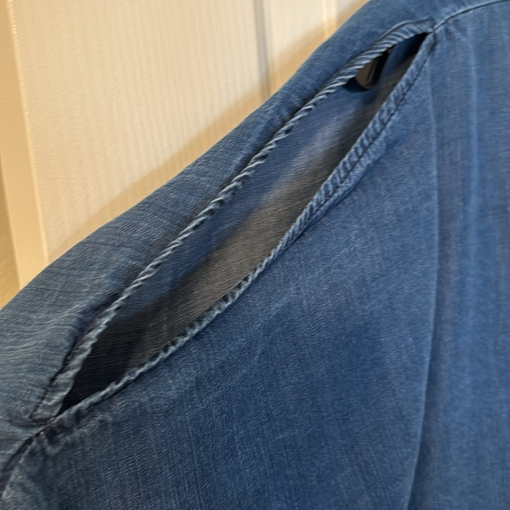 Soft Surroundings denim split sleeve top - Picture 2 of 5
